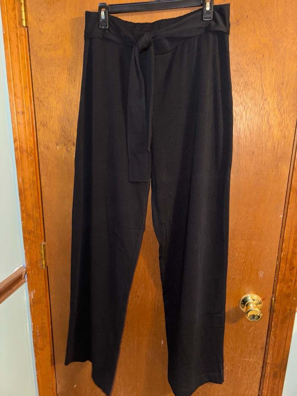 Zara Women Black High Waist Tie-Belt Wide Leg Pants XL